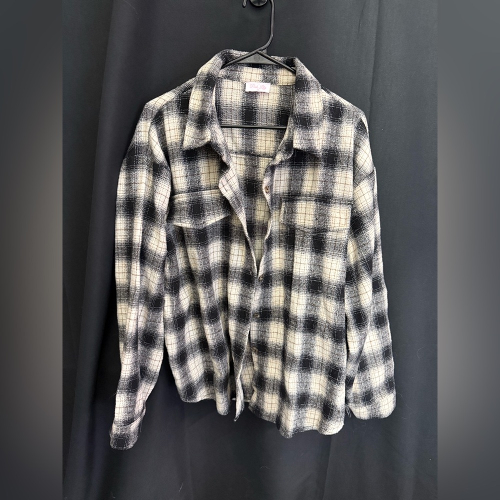 Pink Lily Monochrome Plaid Shirt